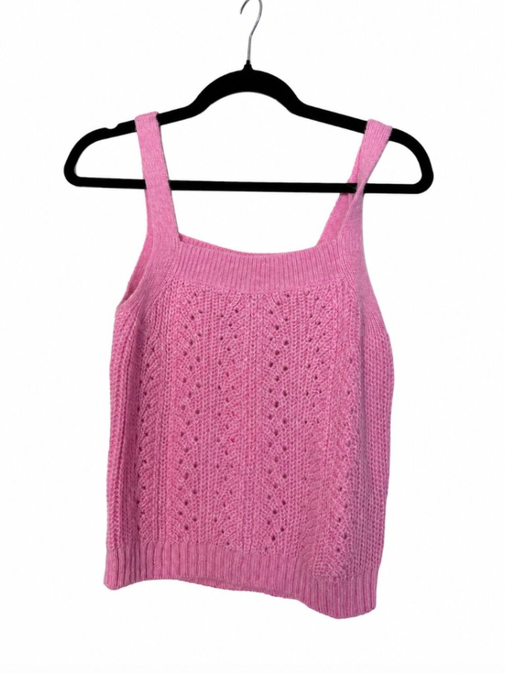 NWT Lilly Pulitzer Zabrina Pink Pointelle Knit Square Neck Sweater Tank Top XS